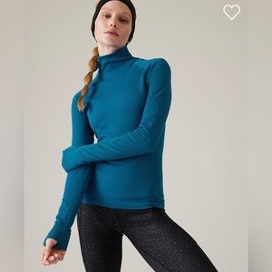 Athleta Flurry Seamless Turtleneck Top, NWT, Size: Small, Color: Dark Lapis Blue